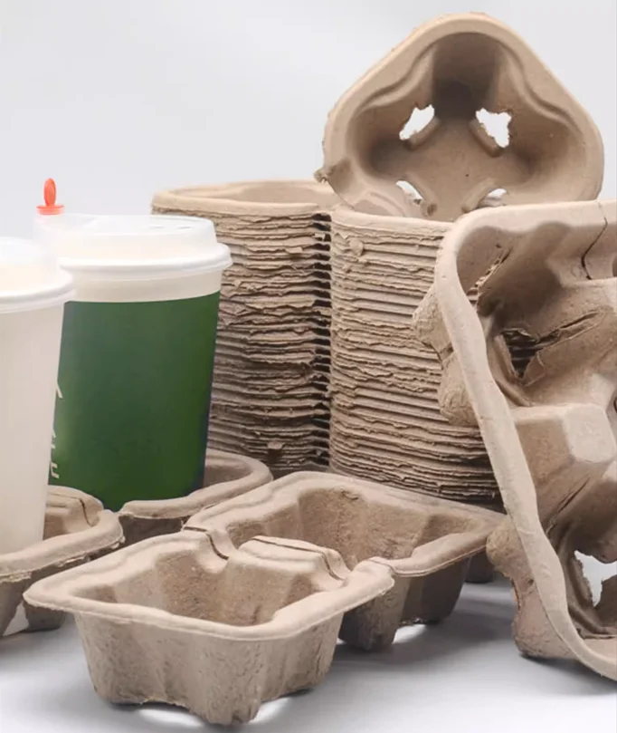 Disposable Customized Kraft Take Away Drink Eco Paper Coffee Cardboard Cup Holder Carrier Packing 2 Caves