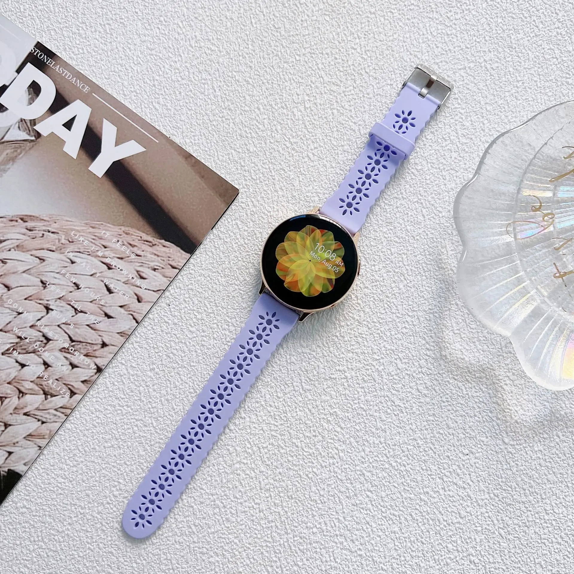 ShanHai 20 22mm Band for Samsung Galaxy 6/5/pro/4/Classic/Active 2 40 44mm Silicone Air hole bracelet For huawei GT 3-2-2e strap