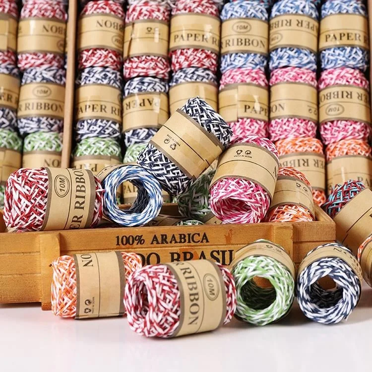 24 Rolls Raffia Stripes Paper String for DIY Making Twisted Paper Craft String/Cord/Rope