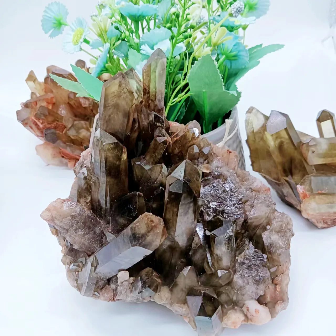 Top Quality Natural Large Yellow Crystal Cluster Smoky Citrine Raw Crystal Quartz Crystal Freeform Clusters