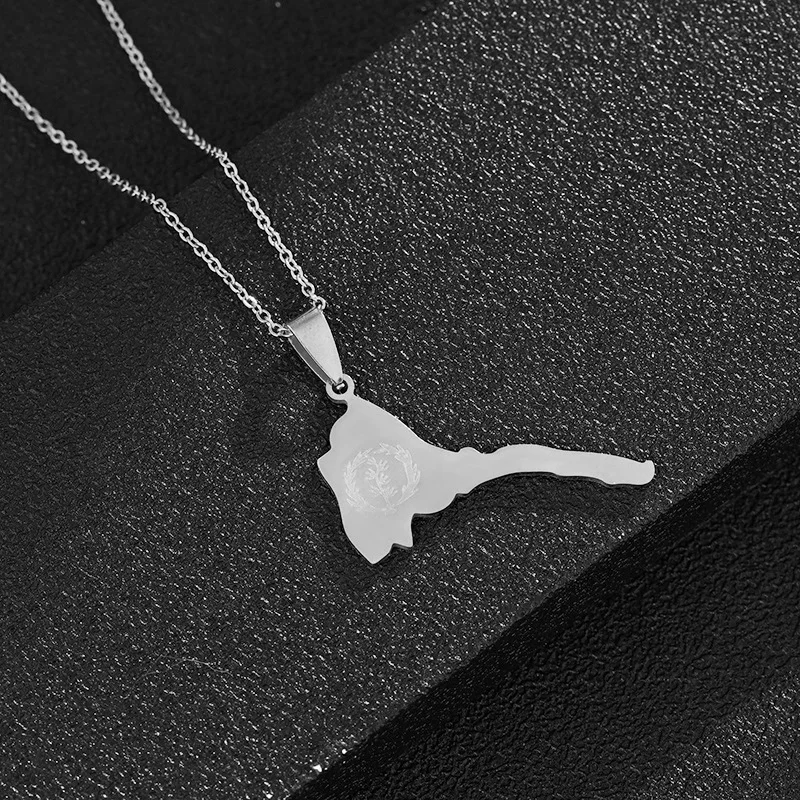 2022 New Style Punk Eritrea Symbol Hip Hop Necklace Silver Gold Pendant Necklace Retro Chain Stainless Steel Necklace for Men