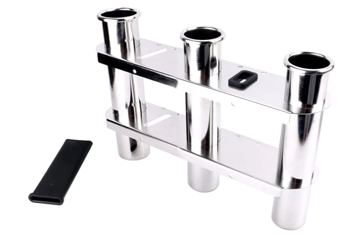 Подставка для удочки из нержавеющей стали, подставка для удочек из нержавеющей стали с 3 трубками, с панелью инструментов или хранилищем