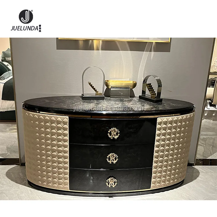 Modern Drawer Unit Upholstered Storage Chest High Glossy Wooden Veneer Side Board Blue Hotel Buffet Table