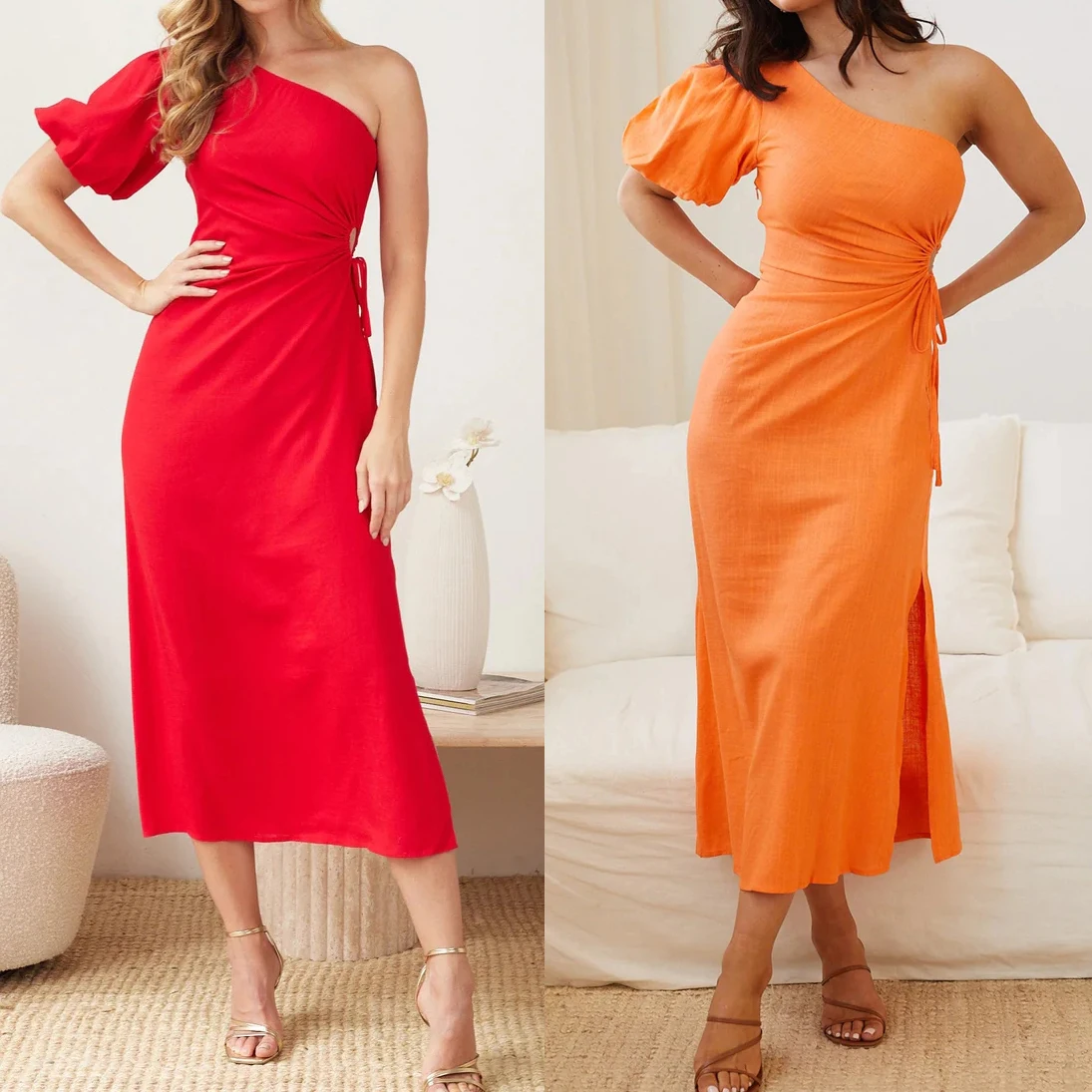 Женские хлопковые платья на одно плечо