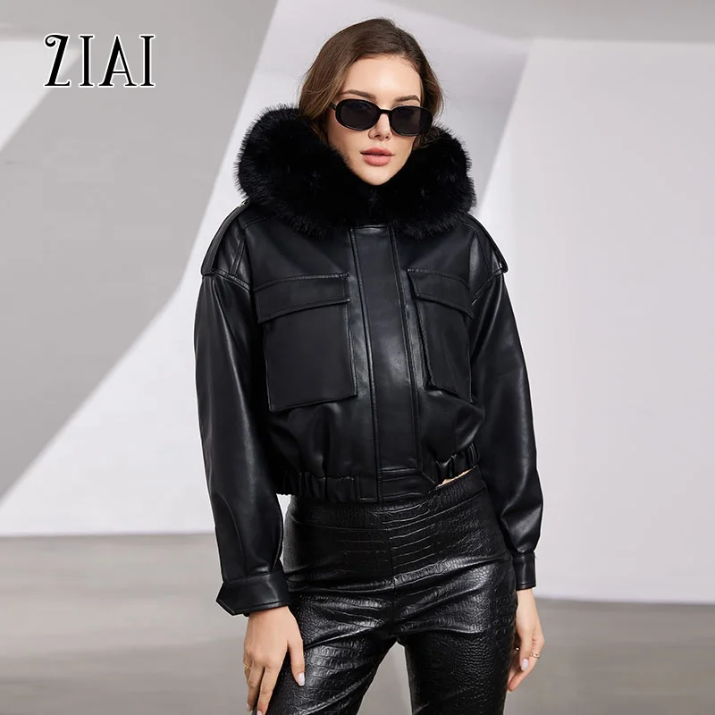 Bomber Jacket Aviator Real Shearling bomber Sheepskin Leather Jacket winter clothes for women