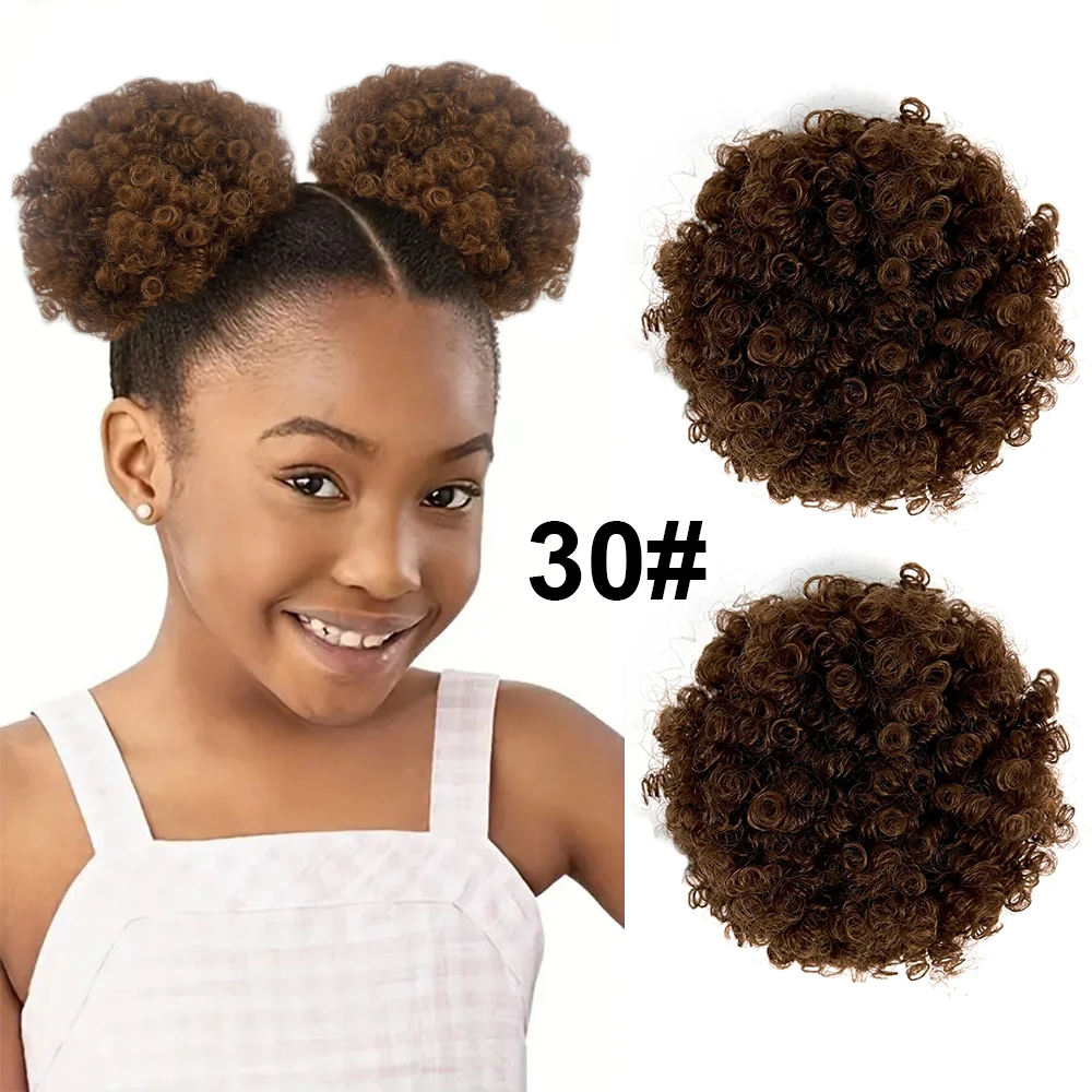 Cheap Price Natural Short Afro Kinky Curly Afro Bun Wrap Around Drawstring Hair Puff Chignon With Combs