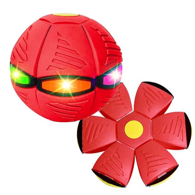 D065 UFO Magic Ball Outdoor Sports Glowing Flat Throw Disc Toy Elastic LED flying saucer ballufo magic flying ball with light