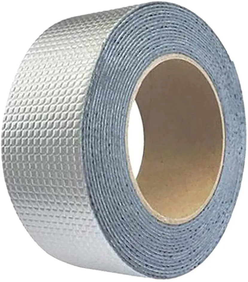 Waterproof Aluminum Foil Rubber Tape Stop Leaks Strong Adhesion Single Side Butyl Tape