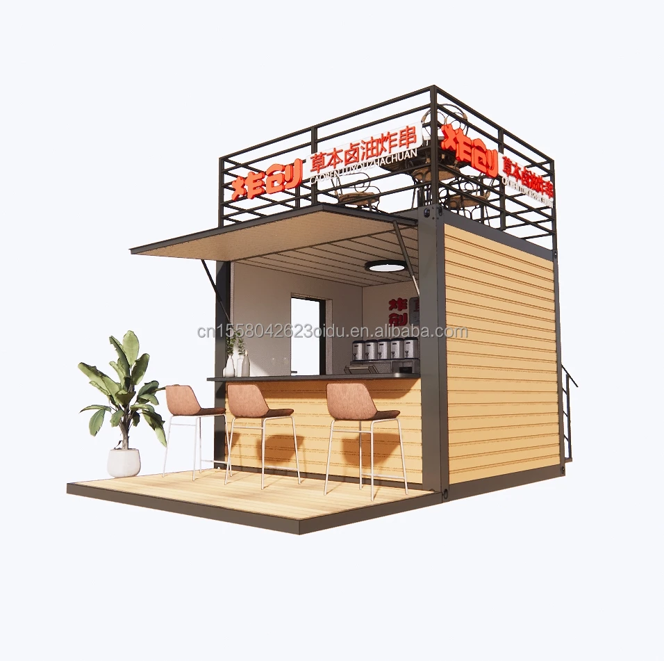 10ft Modern Design Fast Food Mini Pop-Up Shop Flat Pack Steel Container for Outdoor Cafe & Coffee Bar Use