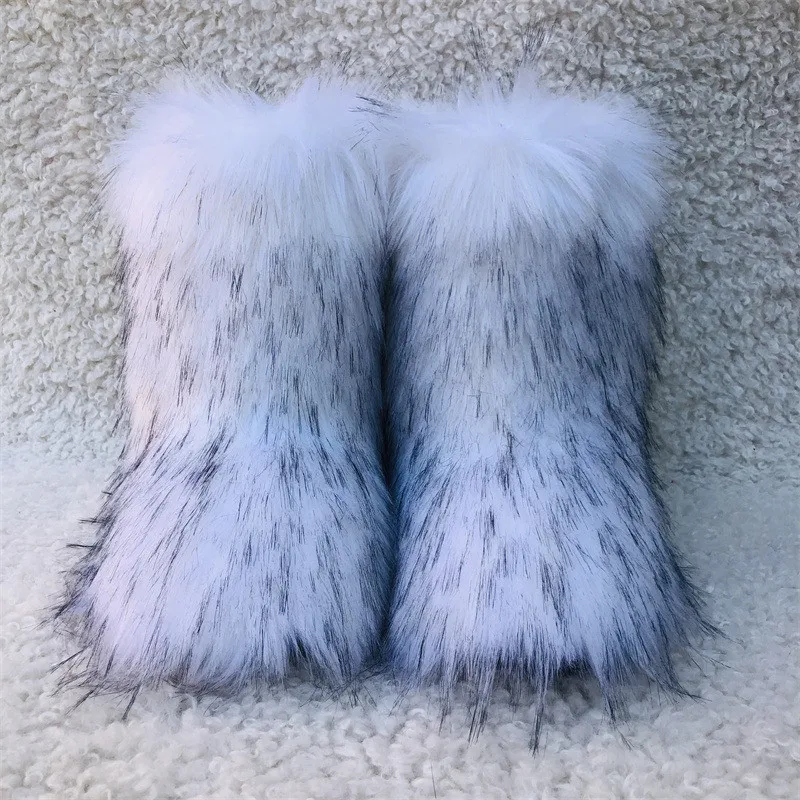 2024 hot selling ladies imitation raccoon fur boots factory wholesale high quality snow boots fur snow boots
