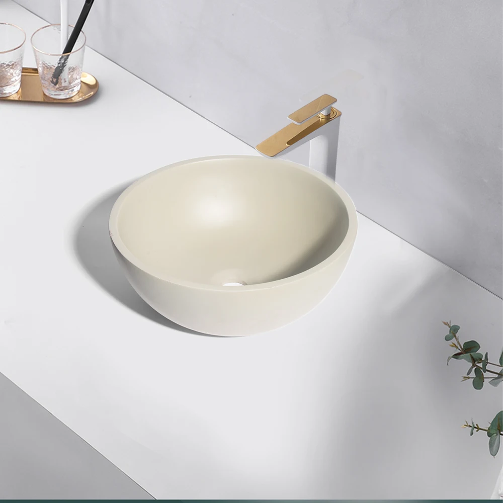 Wholesale Bathroom Vanity Bathroom Cabinet Vanity Concrete Sink Handmade Round Countertop Wash Basin Desktop basins Vessel Sink