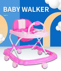 Hot Sale Baby Roller Training Walking Walker Cute with Music Height Adjustable Factory OEM 6 Wheels Baby Walker