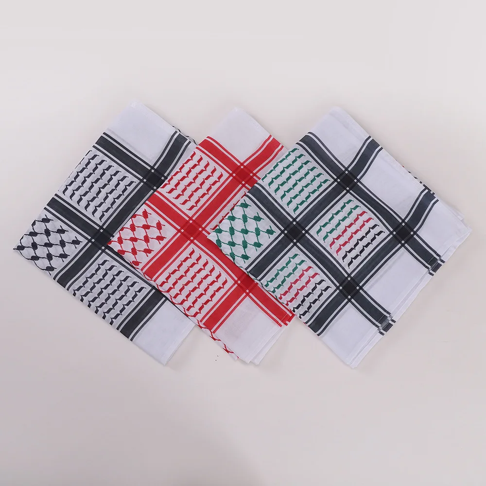 Whosale hot sale unisex palestinian kufiya flag scarves 53inch square arafat hatta  shemagh keffiyeh arab scarf