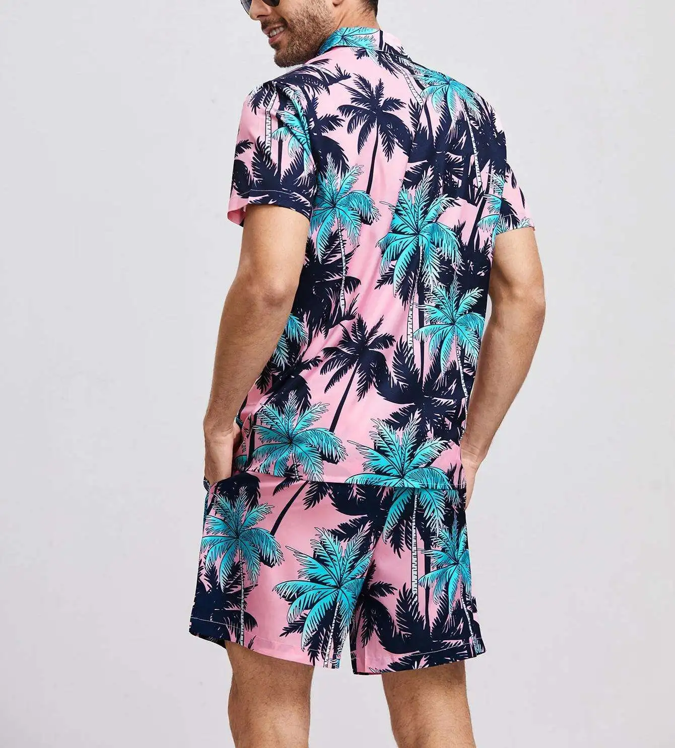 Manufacturer Summer Custom Logo Streetwear two Piece Sets Casual Beach Style Short Sleeve Shirt Shorts Sets for Men