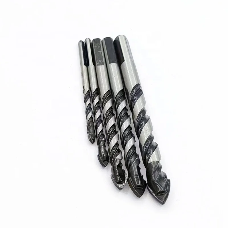 Multifunctional black triangular drill bit drilling ceramic tiles red bricks  concrete   ceramic marble