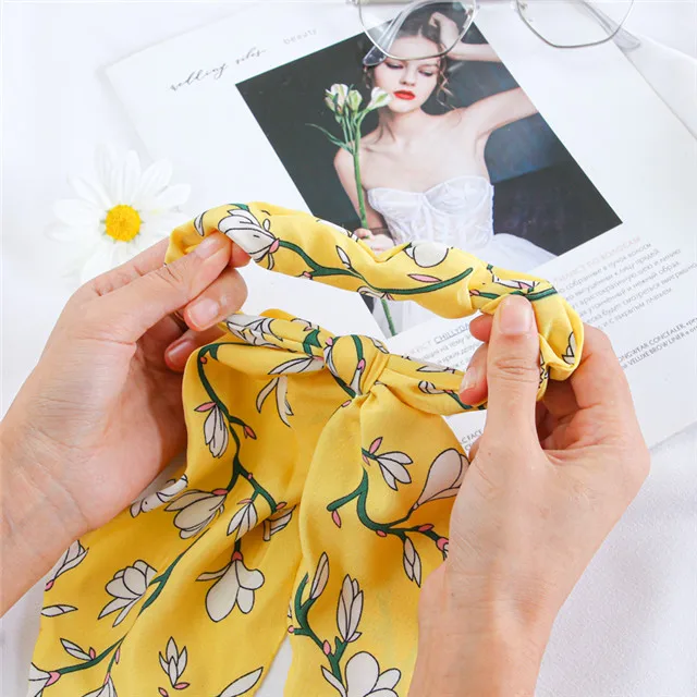 Top Quality Fashion Custom Silk Satin Elastic Hair Bands Floral Luxury Designed Headbands For Women