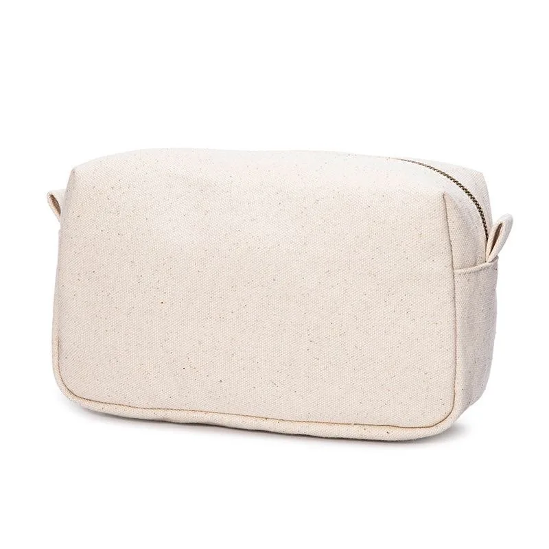 Organic Cotton  Cosmetic Bag  Blank DIY Craft Bag Canvas Pencil Case Blank Makeup Bags- Canvas Pencil Pouch