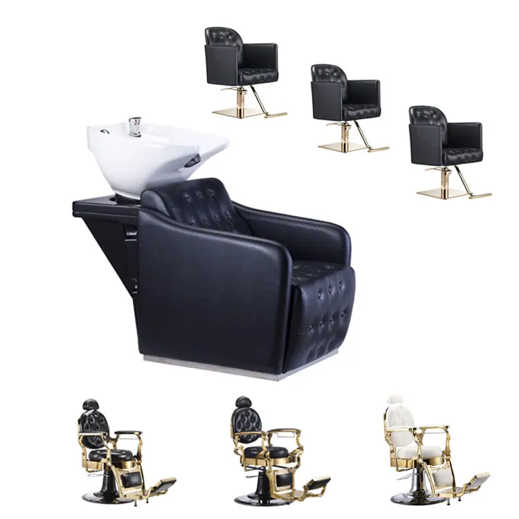Top Quality Barber Salon Shampoo Chair Color Black Glass Steel With Base