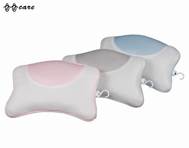 BBCare Bathtub Pillow, Non Slip, Breathable Soft, Comfortable Head Neck Support, Machine Washable, 2 Large Suction Cups
