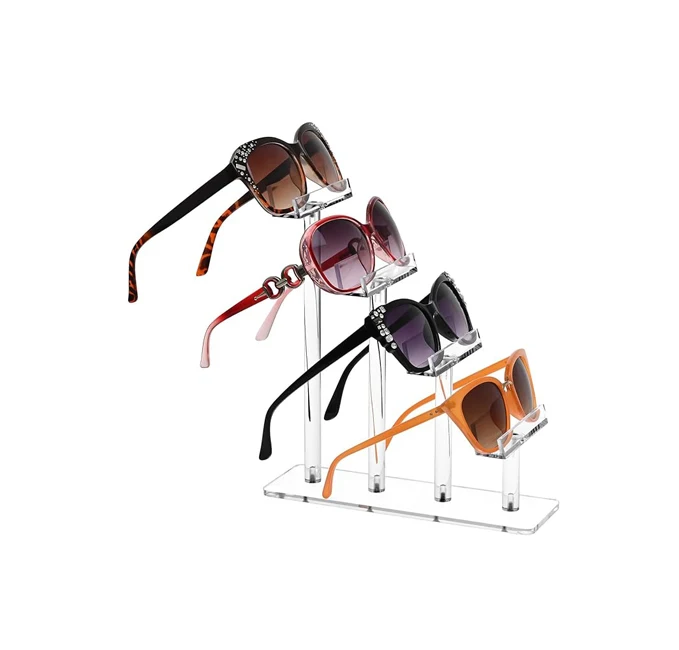 4-Tier Acrylic Eyewear Display Stand Sunglasses Rack Holder Organizer with 5 H for Sunglasses and Eyeglasses Storage