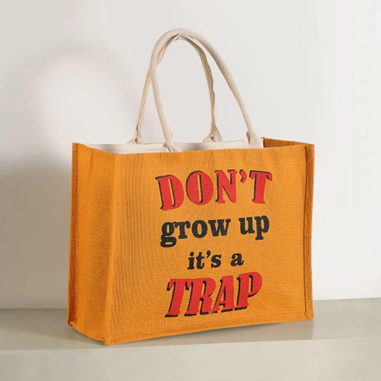manufacturers custom eco friendly handmade gift beach carrier canvas burlap jute fabric gunny sack shopping non woven tote bags