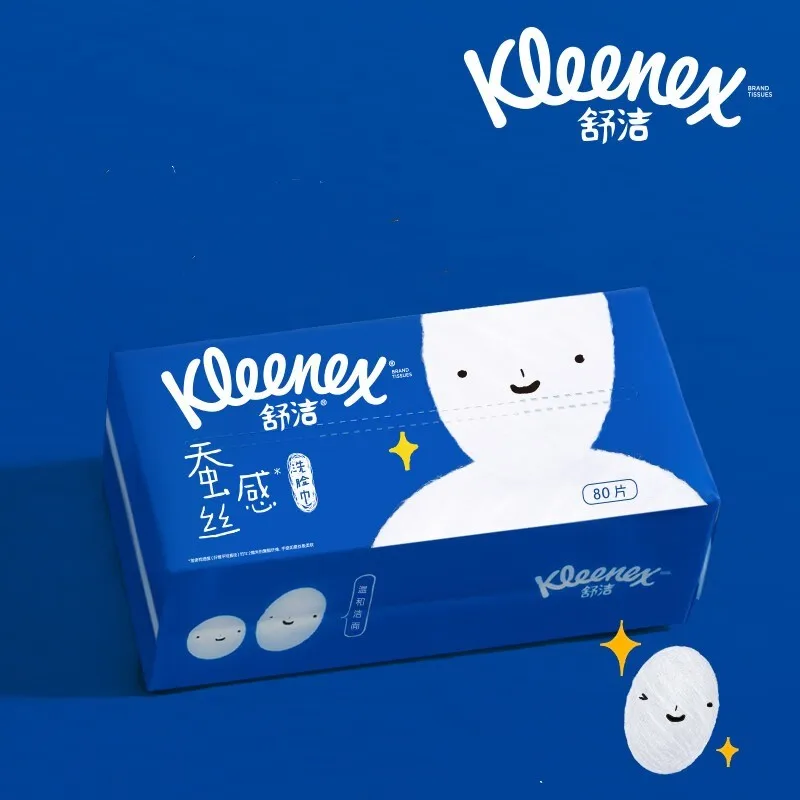 Kleenex Facial Washcloth  Large Soft Portable  Daily Cleaning Care Wash Face Disposable Face Towel 80Pcs
