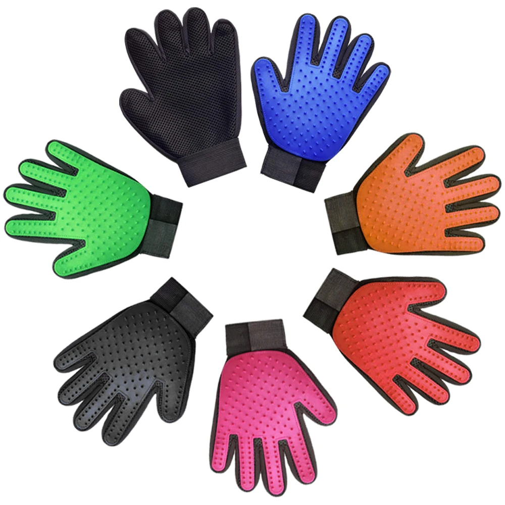 
Pet Grooming Gloves Massage Bath Brush Silicone Breathable Mesh Adjustable Wrist Dog Cleaning glove 
