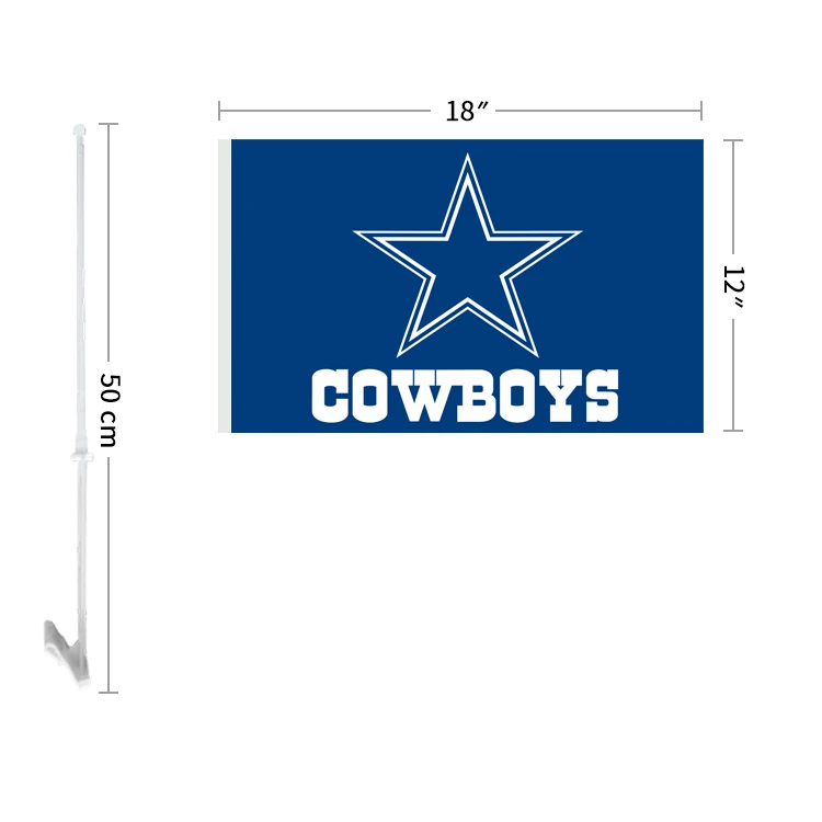 custom  100% polyester Cowboys nfl team  Car Flag With flagpole