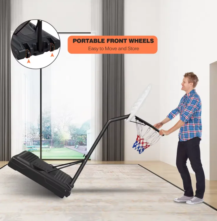 2024 Hot Sale Cheap Basketball Hoop Stand Free Standing Height Adjustable Kids Outdoor Usage Steel Court Equipment