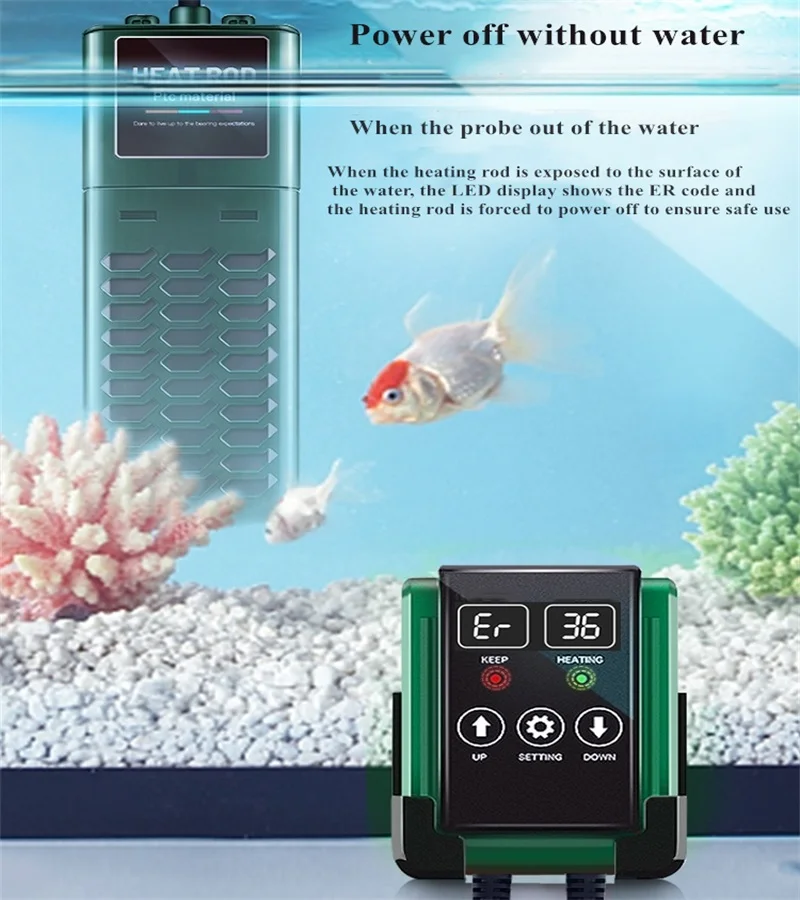 50W 25L~40L frequency conversion and energy saving Fish Tank Heating Rod IP68 waterproof submersible heating rod water heater