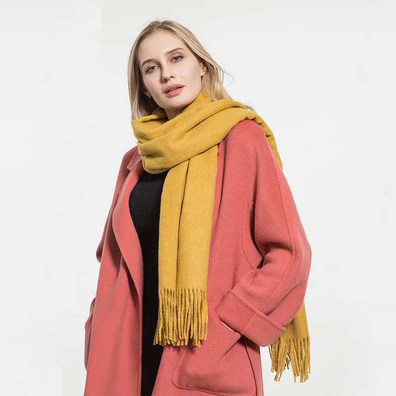 Новое поступление Зимний осенний Универсальный однотонный женский свитер шарф