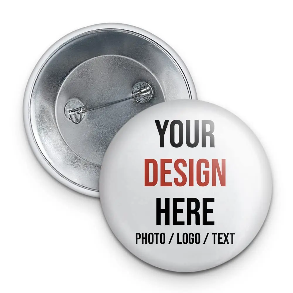Custom Buttons Logo Brand Pin Design Your Own Logo Picture Aluminum Pinback Metal Snap Buttons Badge Clothing Buttons Pins