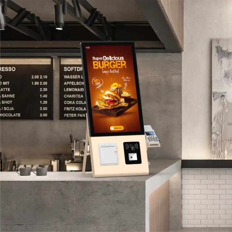 Retail 23.8 Inch Desktop Indoor Windows Touch Screen Auto Checkout Restaurant Ordering System Self Service Kiosk