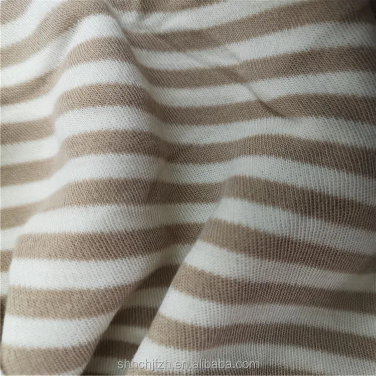Feeder Striped Cotton Jersey Knitting Fabric Stripe Interlock Knitted Cotton Fabric