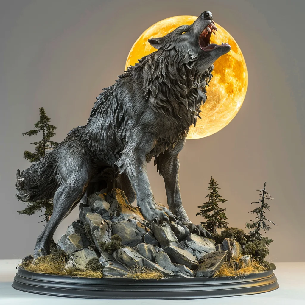 Custom Resin Crafts Wolf Figure Toys for Halloween Devil Statue Decorations Figurines Holiday Decors