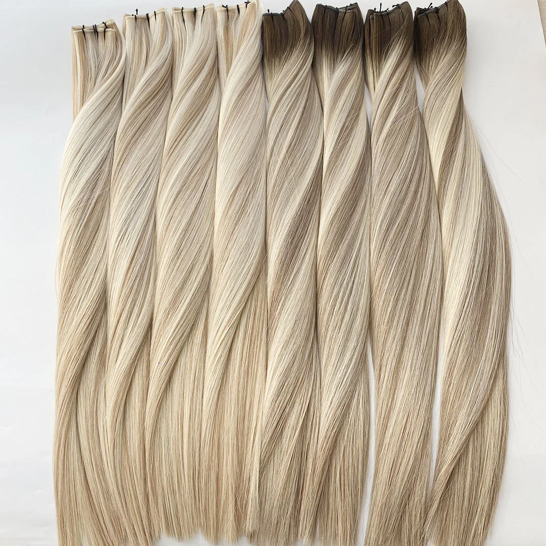 summer best sale Cuticle aligned European  hair extension  Genius hair weft  with factory wholesale price can be cut