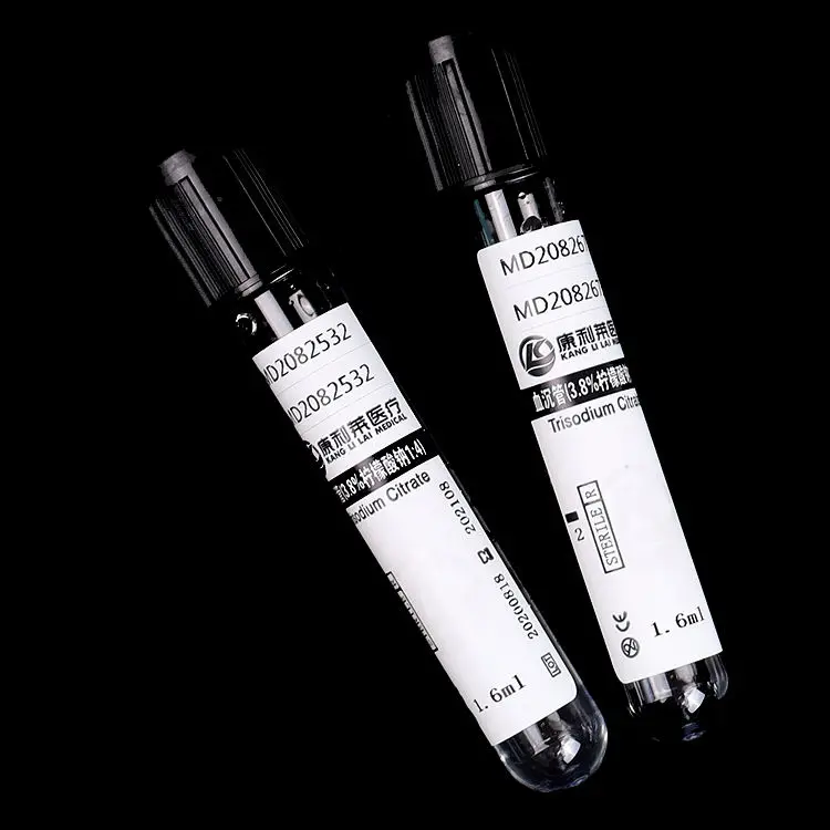 Black Esr Glass Anticoagulation Vacuum Blood Collection Test Tube
