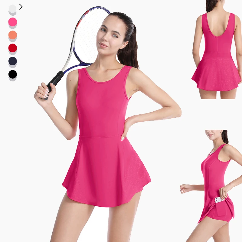 Latest Athletic Wear Ladies Tennis Dress Bodysuits quick drying golf sport skirt Side Pocket tennis skirts women