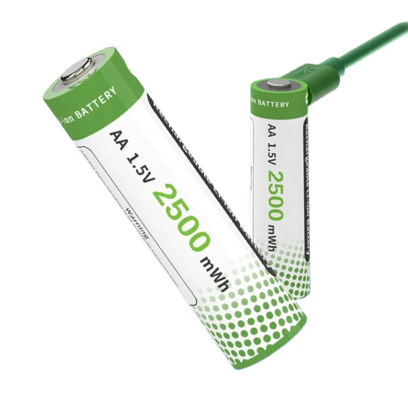 Recargable  Batteries Usb1.5v2500mWh AA type c port high capacity eco-friendly and safety rechargeable aa batteries