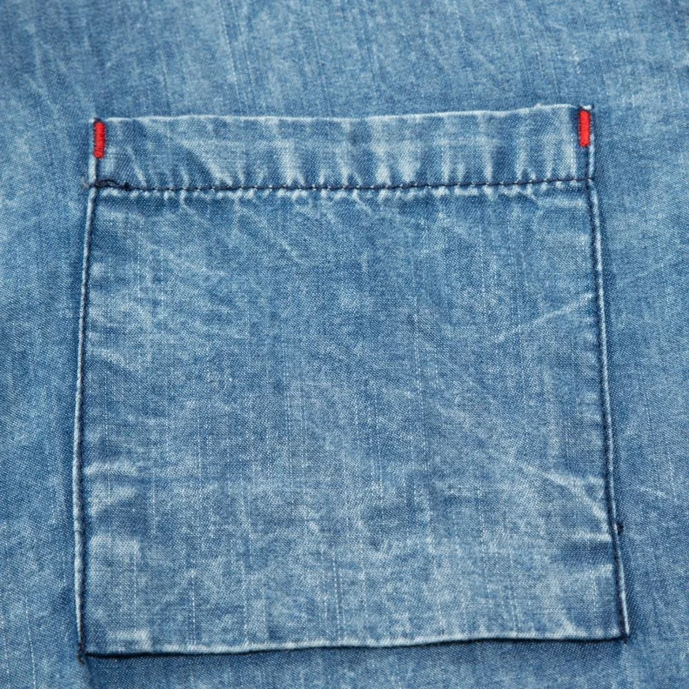 Hot Sale Formal Style 100% Cotton Slim Long Sleeve Business Denim Jean Shirt For Mens