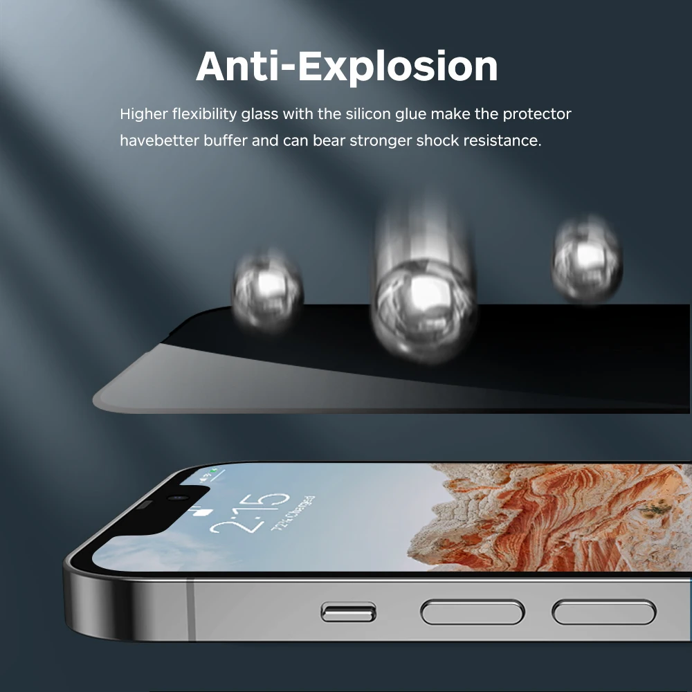 
2.5d Fullglue Fullcover Anti Spy Privacy Tempered Glass Screen Protector For For Iphone 13 Pro Max 