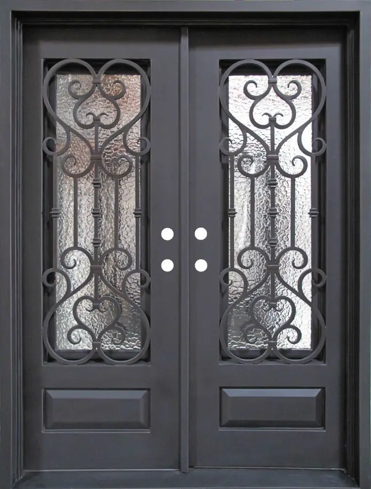 XS12-041 Glass swing entry double  wrought iron front door security doors