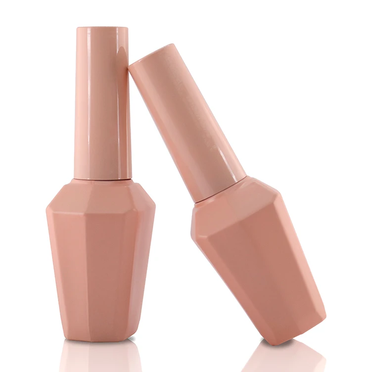 OEM wholesale matte white pink packaging unique high-end customized empty cosmetic glitter gel nail polish glass bottle luxury