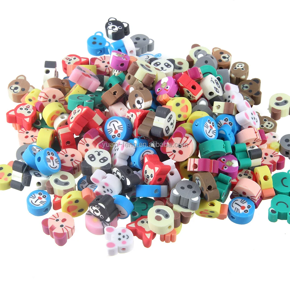 100CPS все стили случайный смешанный животный принт глины бусины для самостоятельного изготовления детских игрушек для изготовления ювелирных изделий