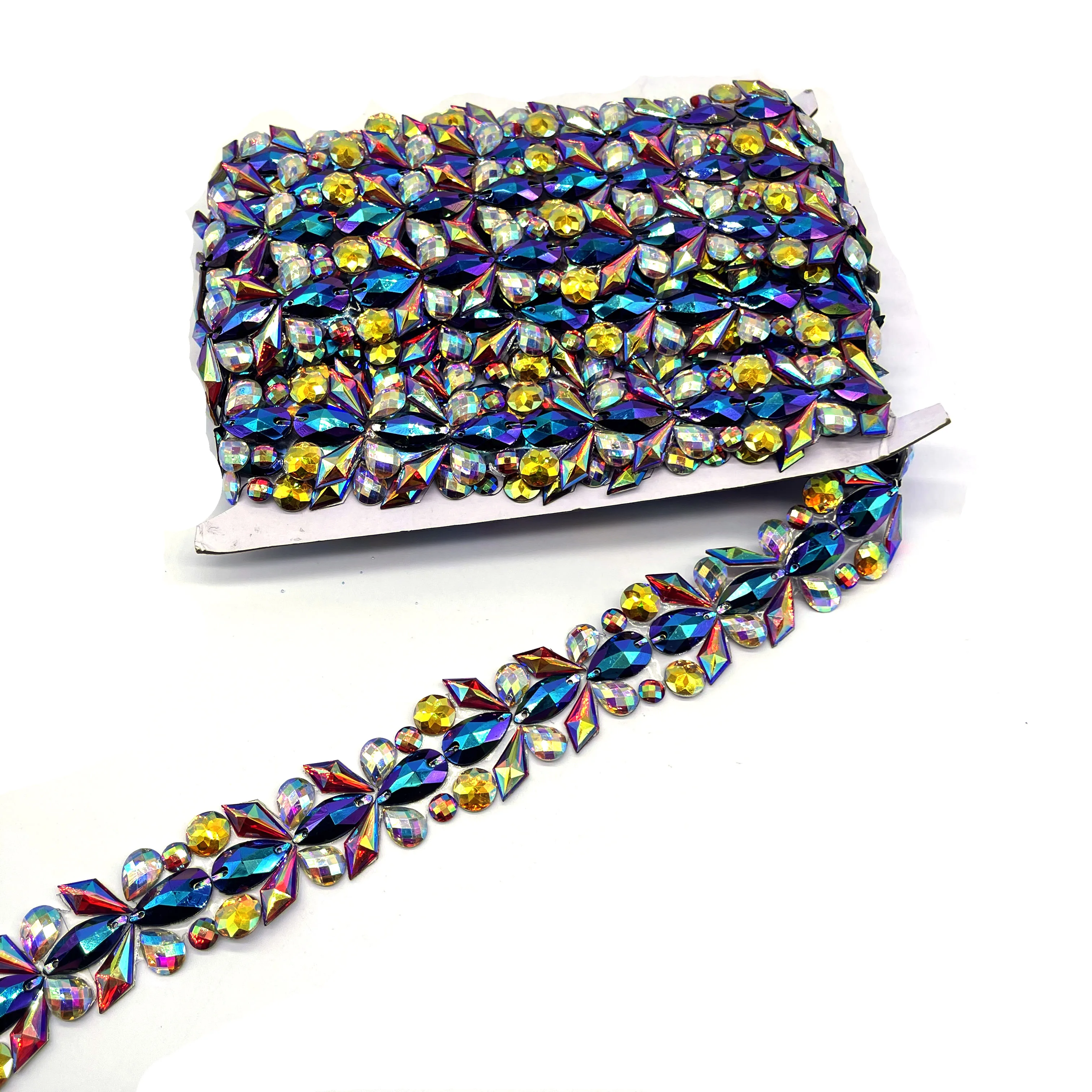 2024 UK London Miami Samba Carnival Customized Hot Fix Rhinestone Trim Applique Gem Trim for Shoes Bags Garments