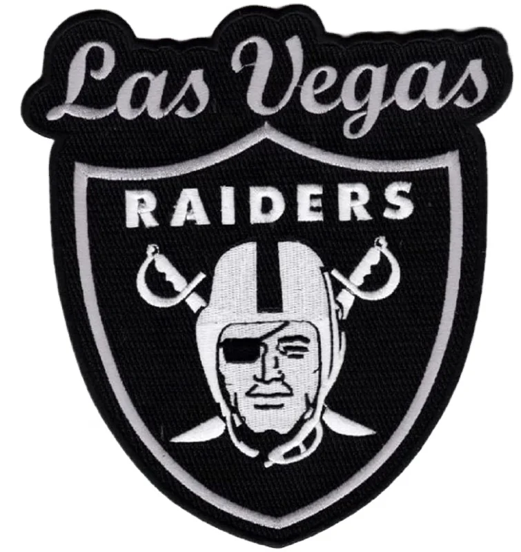
hot sell on Amazon las vegas raiders patch for jacket eco-friendly fast delivery iron on raiders embroidery badge for apparel 