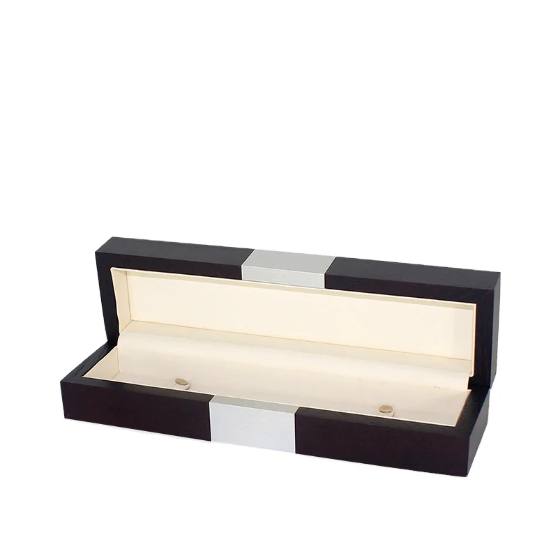 New luxury wooden watch packaging box with metal plate logo