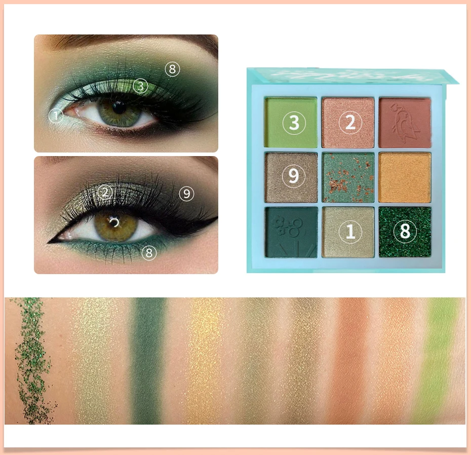 1402 High Pigment Vegan Makeup Eyeshadow Palette Custom Private Label packaging custom Glitter eyeshadow palette Waterproof 1402