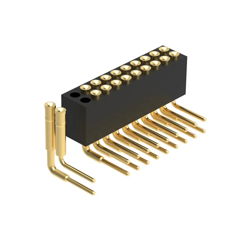 Dual Row 20 Pin H4.0mm Right Angle Peg Female Pogo Pin Connector Flat contact for PCB