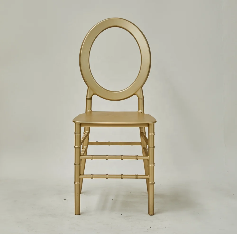 PP Plastic Gold Color Stackable Wedding Event Party Rental Dining Round Back Chair